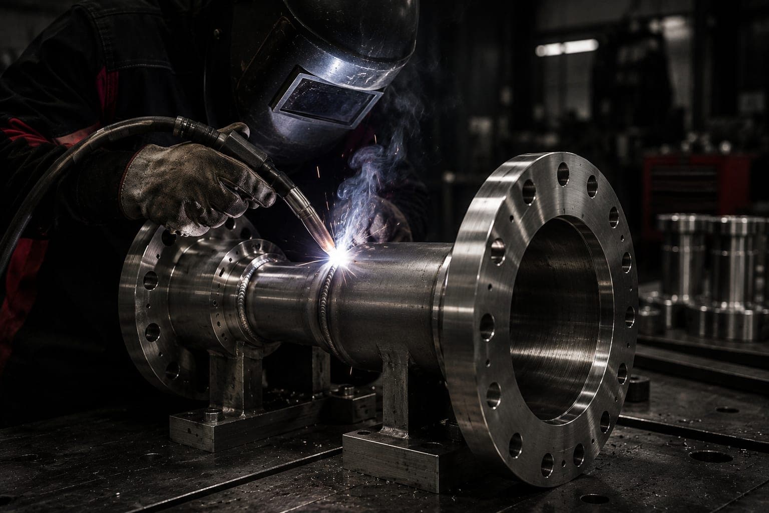 Welding and fabrication of a custom steel weldment at Machine Tech Services